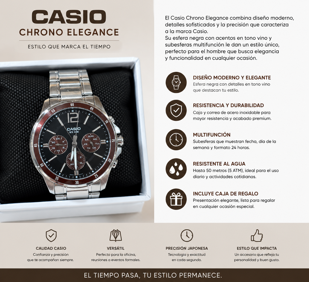 Reloj Casio Chrono Black Steel